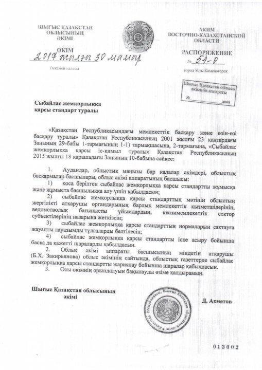Сыбайлас жемқорлыққа қарсы стандарт туралы